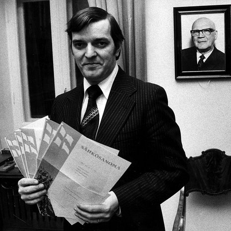 Paavo Väyrynen valittiin eduskuntaan ensimmäisen kerran 23-vuotiaana vuonna 1970. Kuva vuodelta 1978.