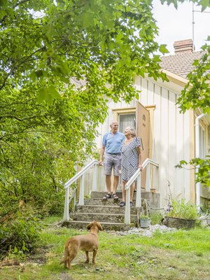 Moona-koira on tyytyväinen, kun molemmat sen ihmiset ovat kotona ja terveitä.