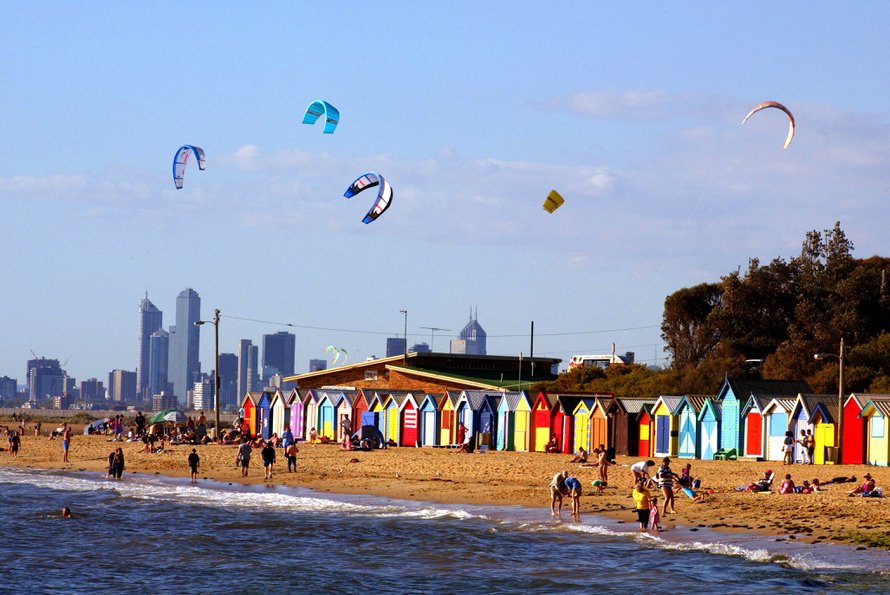 Melbournen Brighton Beach on kuuluisa.