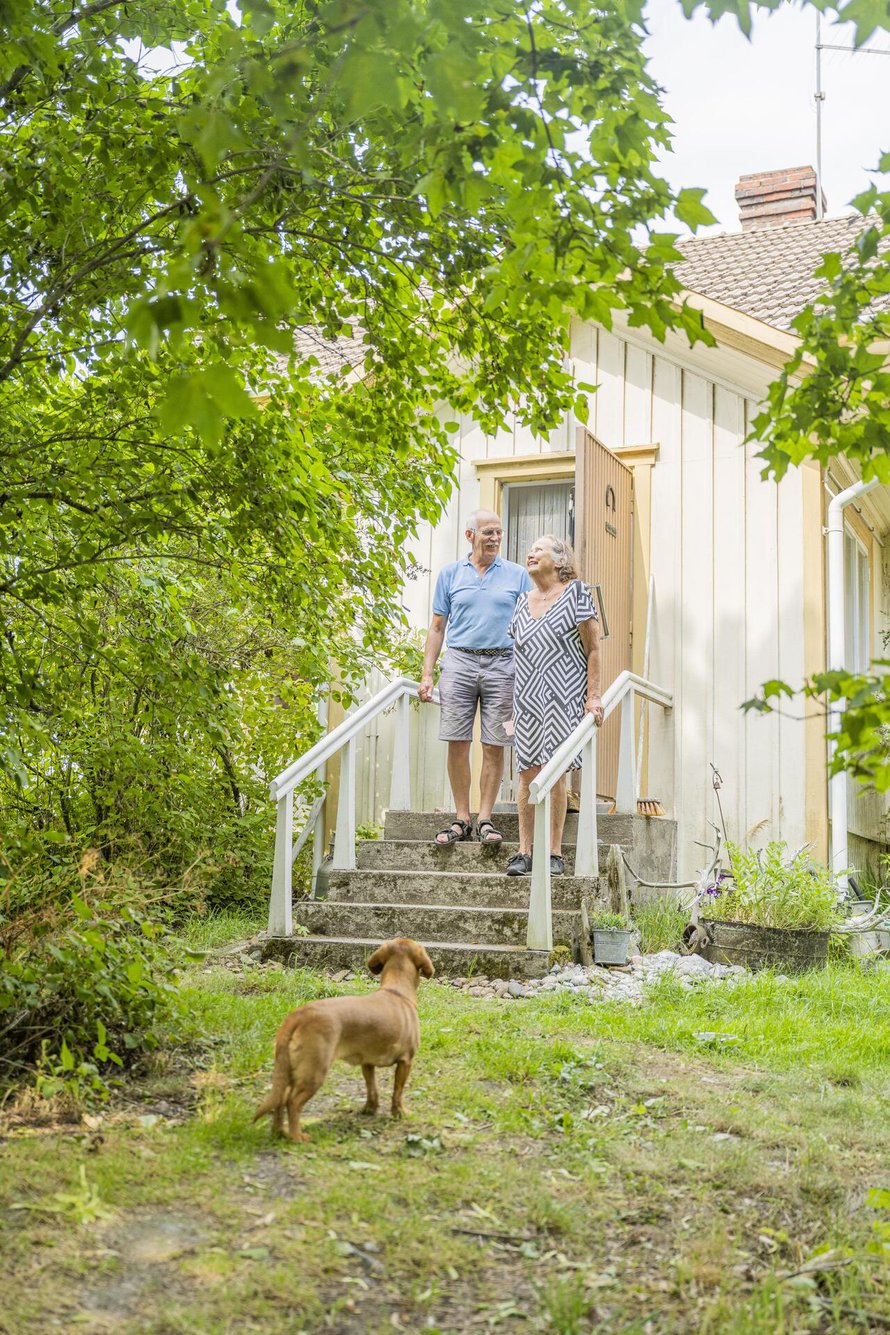 Moona-koira on tyytyväinen, kun molemmat sen ihmiset ovat kotona ja terveitä.