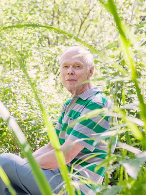 Vehreässä puutarhassa on monia Raimon tekemiä betonipatsaita.