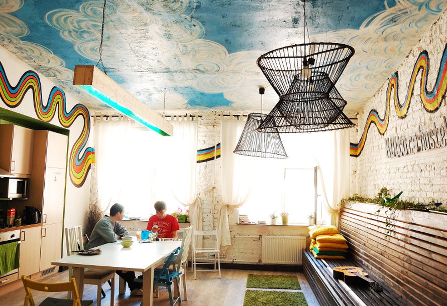 Huone kahdelle Kultura Hostelissa 35 &euro;.
